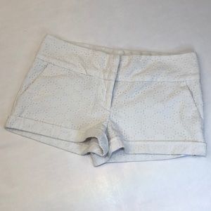 size 8 shorts white cotton eyelet embroidered, polyester lined Charlotte Russe